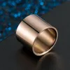 Cluster Rings Fashion High Polished Long Tube Stainless Steel Wide Ring For Men Rose Gold/Black/Gold/Silver Color Big