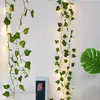 Fiori decorativi 2M Pianta artificiale Led String Light Creeper Foglia verde Edera Vite per decorazioni per la casa Decorazioni per matrimoni Giardino Finto tropicale