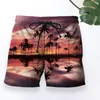 Men's Shorts Cool Men Short Pants Polyester Casual Coconut Tree Pattern Keep Cooling