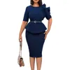 Abbigliamento etnico Summer African BodyCon Abiti per donne 2023 Office elegante Lady Vestidos Solido abito midi di bendaggio floreale tridimensionale