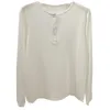 Kvinnors T-skjortor Högkvalitativ tråd Pit Strip Långärmad T-shirt Bottom Blusa för kvinnor Spring White Basic Loose Inner Button Pullover