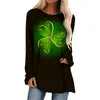 Women's Blouses Leaf Print St. Patrick's Day Top Lange mouwen Y2K Streetwear Tops Women Harajuku en Mujer T -shirt