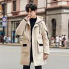 Männer Daunen Winter Mid Lange Jacke Koreanische Licht Anzug Kragen Windjacke Über Das Knie Casual Für Männer