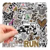 50pcs Leopard Print Graffiti Stickers Black White for Baby Helled Case Case Diary Phone Planner Decor Book Book Kids Kids Guitar Diy