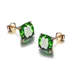 Stud Earrings Elegant Personality Square Women Green Cubic Zirconia Rose Gold Color Romantic Female Fashion Jewelry