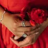925 Srebrne kobiety dopasowane Pandora Pierścień Oryginalne serce Crown Pierścienie moda kwiatowy łańcuch węża