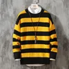 Heren Hoodies Sweatshirts Spring Men O-Neck Sweater Fashion Stripe Patchwork Pullover Mens Autumn Casual gebreide truien Slim Tops Clothi