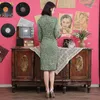 Ubranie etniczne Chińskie National Cheongsam Vintage Slim Women Women Mid Long Dress Qipao S do 4xl 3/4