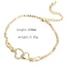 Cadle 2023 Fashion Anklet Gold Colore Grow Out Heart Forma Clear Cubic Zirconia 25 cm Long Mostra le caviglie in estate 1 pezzo