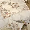 Bettwäsche Sets Luxus weiße Stickerei 60er Jahre Satin gewaschene Seidenset Baumwoll Bettbedeckungsbett Wäsche ausgestattet Blechkissenwaren Bettwäsche Bettwäsche