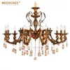 Chandeliers Retro Classic Chandelier Lighting Fixture Antique Brass Pendant Vintage Copper Crystal Lamp Lustre Cristal Lampadario