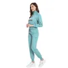 Eithexu tweedelige damesbroek en -top Factory Nurse Scrub-stretch pak met lange mouwen en scrub-jas voor dames