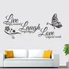 Autocollants muraux vivre rire amour papillon fleur Art autocollant moderne décalcomanies citations vinyles décor à la maison salon