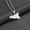 Pendant Necklaces Fashion Italy Sicily Map Necklace For Women Men Gold Silver Color Stainless Steel Italian Sicilia Jewelry Gifts