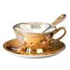 Plates Luxury Bone China British Tea Cup Set Gustav Klimt Porcelain Coffee Ceramic Teapot Creamer Sugar Bowl Milk Jug Coffeeware