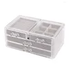 Smyckespåsar förpackning 4 lådor Tray Travel Display Case Proterable Stand Clear Organizer Lagringshållare Rings halsband Akrylbox