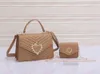 The Tote Bag 2Pcs Envelope Package Totes Heart Pattern Luxury Handbag Classic Detachable Shoulder Strap Designer Purses Socialite Hang Bag