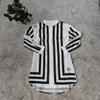 J2533 Hot Sell Black White Print Long Blouses For Women Long Sleeve Cardigan Buttons Casual Brand Loose Shirts