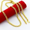 Venta de cadenas de 62 CM de largo, cadena de eslabones planos, joyería para hombres, collar de color dorado de 24 quilates para fiesta, aniversario, diseño especial JP075