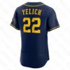 Baseball Jersey Christian Yelich Brewers City Connect Milwaukee Willy Adames Corbin Burnes Josh Harder Rowdy Tellez Eduardo Escobar Kolten Wong Lorenzo Cain