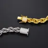 Släpp 6mm 12mm 18k Guldpläterad 925 Sterling Silver VVS Moissanite Diamond Iced Out Clasp Rope Chain Halsband för Men292J
