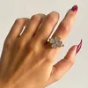 Циркон вращающийся четырехлистный клевер тревожные кольца для женщин нержавеющая сталь антистрессовое кольцо-спиннер эстетические ювелирные изделия подарок