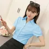 Damesblouses dames vrouwelijke zomermode korte mouw korte mouw losse katoenen Koreaan voor dameskantoor dragen elegant wit formeel shirt