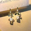 Boucles d'oreilles pendantes exquises en forme de cœur, nœud papillon, perle en Zircon pour femmes, luxe, cristal scintillant, strass, pompon, bijoux à la mode, cadeaux