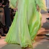 Zuhair Murad evening dress green sexy dress decorated with sequins and feathers