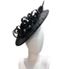 Gierige rand hoeden Filippijnse vintage hoofdtooi linnen hoed fabriek groothandel Britse dames mode -banket lolita mooi zwart