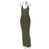 Casual Dresses Solid Halter Sleeveless Backless Slim Sexy Maxi Dress Spring Women Elegant Streetwear Party Clothing Concise Summer