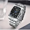 Wristwatches CHENXI Men Rectangle Watches Blue Silver Stainless Steel Businessl Men's Watch Stop Waterproof Retro Antique Clock For