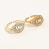 Top designer jewelry genuine gold plated opening diamond inlaid temperament simple version ring female