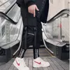 QNPQYX NOVOS PONTES DE CARGO DE JOGGERS PARA MENINOS Casual Hip Hop Hit Color Pocket Male calça calças de moletom de rua Ribbons