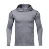 Camisetas masculinas Camisetas de outono Camisa de esportes de inverno masculino Treinamento de basquete de manga longa masculina, com suéter seco rápido, fitness com capuz