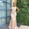 2023 Sexy Champagne Bridesmaid Dresses African Country Wedding Guest Dress Mermaid One Shoulder Elastic Satin Party Maid of Honor Gowns Plus Size