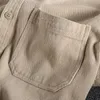 남성용 캐주얼 셔츠화물 작업 사파리 스타일의 레트로 세탁 된 셔츠 남자 긴 소매 두꺼운 트라이브 직물 무거운 세척 amekaji 남성 탑맨