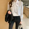 Women's Blouses Chikichi 2023 Spring And Autumn Style Korean Fashion Elegant Bow Tie Pure Color Satin Ladies Long-sleeved Button Shirt