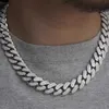 Customized 18mm Wide 2 Rows Moissanite Diamond 925 Sterling Silver Cuban Link Chain for Mens Hiphop Jewelry