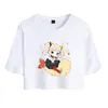 レディースTシャツカグヤプリント春夏休日若々しい女性/女の子セクシーなベアミッドリフカワイイスタイルTシャツ