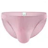 Mutande 5PCS Seta di ghiaccio Intimo sexy ultrasottile Slip da uomo Mutandine traspiranti senza cuciture Bikini Solid Vita bassa Trasparente