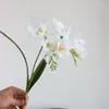 Decorative Flowers Simulation Flower Decoration Ornaments Two Fork 3D Fragrant Snow Cymbidium Wedding Home Arrangement East Asian Orchid