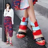 Sandals Women Stylish High Heel Color Stitching Open Toe Serpentine Plus Size