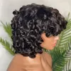 Parrucche per capelli umani ricci soffici e rimbalzanti con frangia Glueless Remy peruviana Funmi Riccioli Bob corto Parrucche complete fatte a macchina per le donne