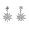 Stud Earrings Luxury For Women Girl's Gift Real Pure 925 Sterling Silver With Crystal Zircon Stone Party Jewelry