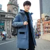 Männer Daunen Winter Mid Lange Jacke Koreanische Licht Anzug Kragen Windjacke Über Das Knie Casual Für Männer