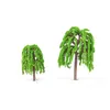 Fleurs décoratives 25pcs Vert Plastique Résine 3D Paysage Décoration Modèle Saule Arbres Disposition Train Chemin De Fer 5.5cm Jardin Pièces Outils 2023