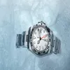 INS WATTE 40 mmホワイトダイヤルステンレススチール自動時計独立して日付24時間個別に多機能を設定する