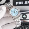 Z pudełkami Panie Watch w pełni automatyczne zegarki mechaniczne 28 mm Pasku ze stali nierdzewnej Diamentowy Wystrzyk Wodoodporna konstrukcja Montre de Luxe Prezent na rękę