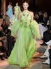 Zuhair Murad evening dress green sexy dress decorated with sequins and feathers